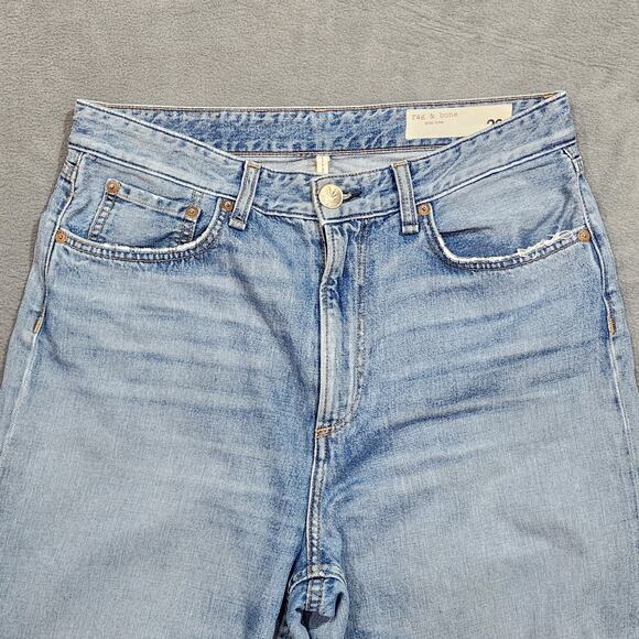 Rag & Bone Ruth Super High Rise Straight Size 29 Raw Hem Ripped Knee - Picture 4 of 11